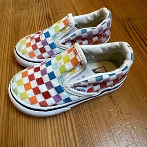 Vans toddler Old Skool multicolor checkered slip on low top sneakers SIZE 6